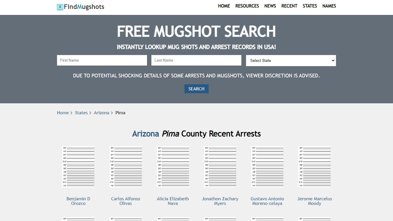 Arizona Pima County Recent Arrests - Find Mugshots